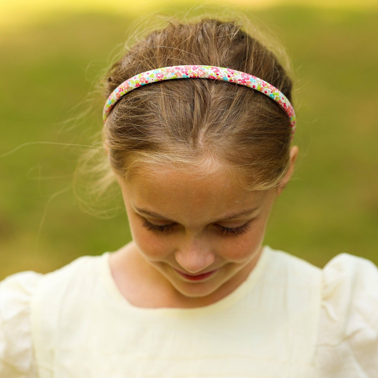 Girl's Peach Thin Floral Headband