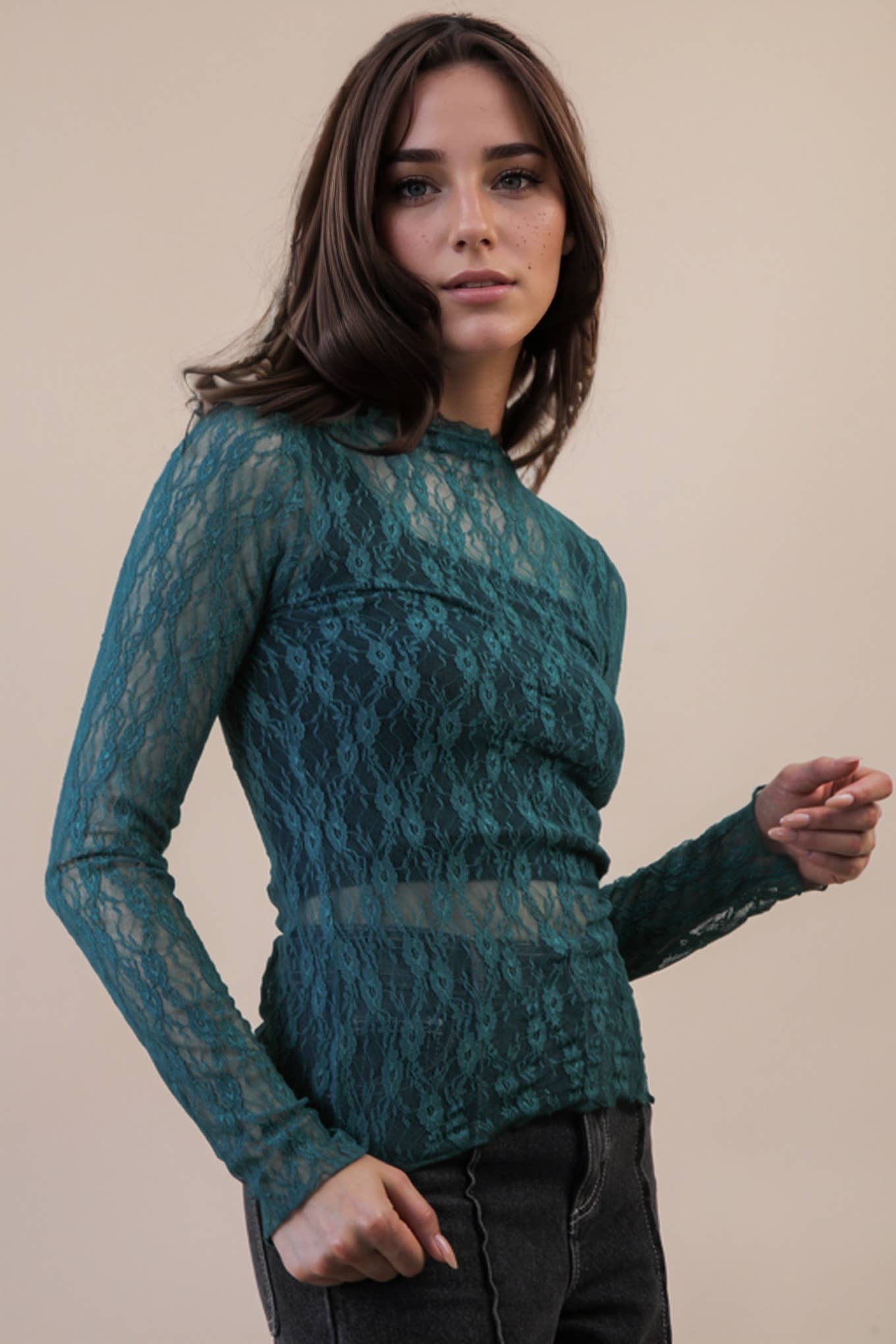 Naughty List Teal Sheer Layering Top