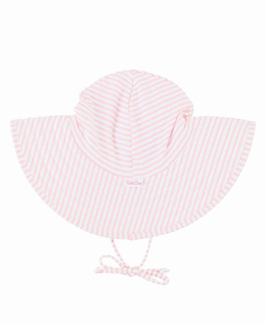 Girls Pink Seersucker Sun Protective Hat