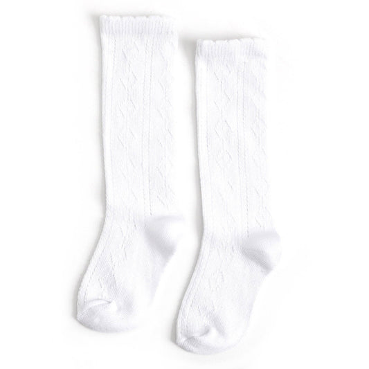 White Scalloped Fancy Knee High Socks