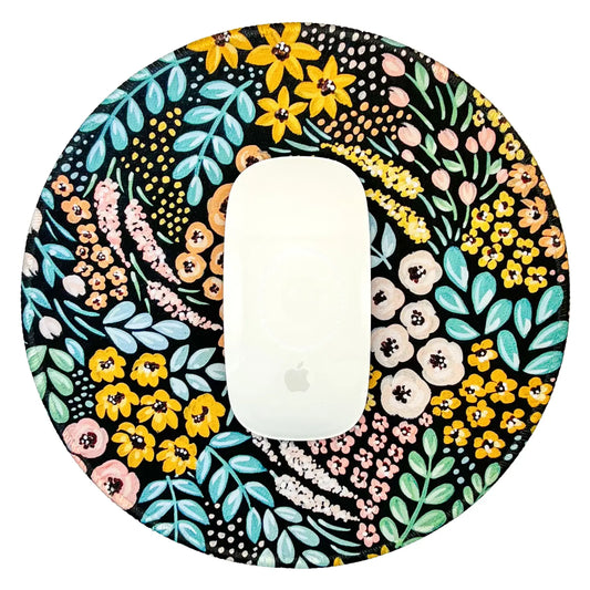 Black Floral Mousepad