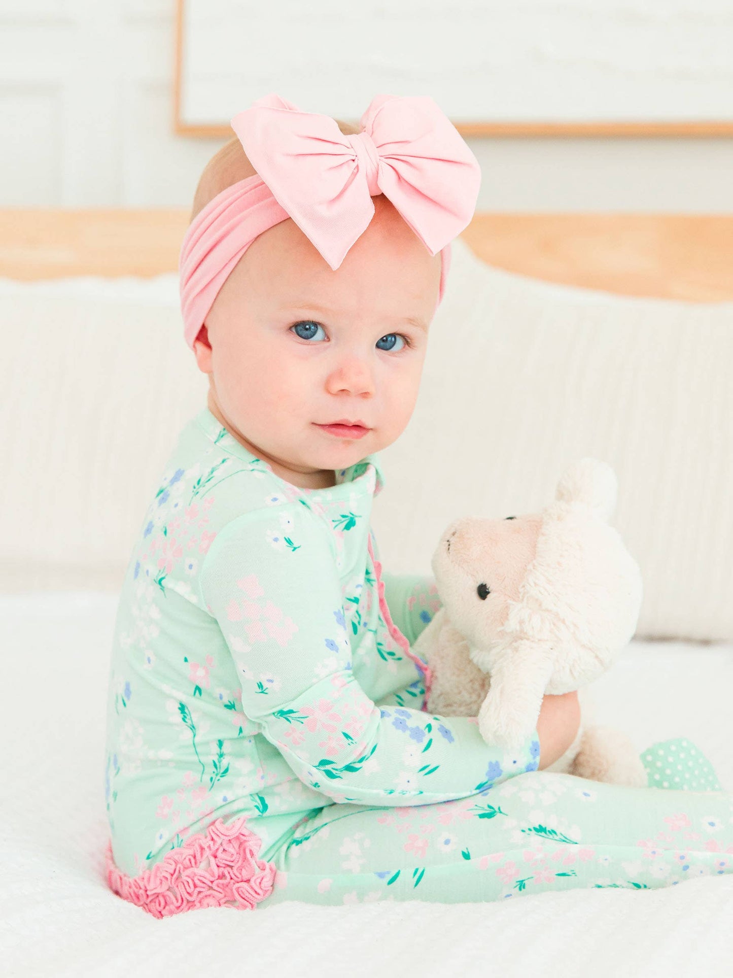 Bamboo Mint Meadow Ruffle Footie Sleeper