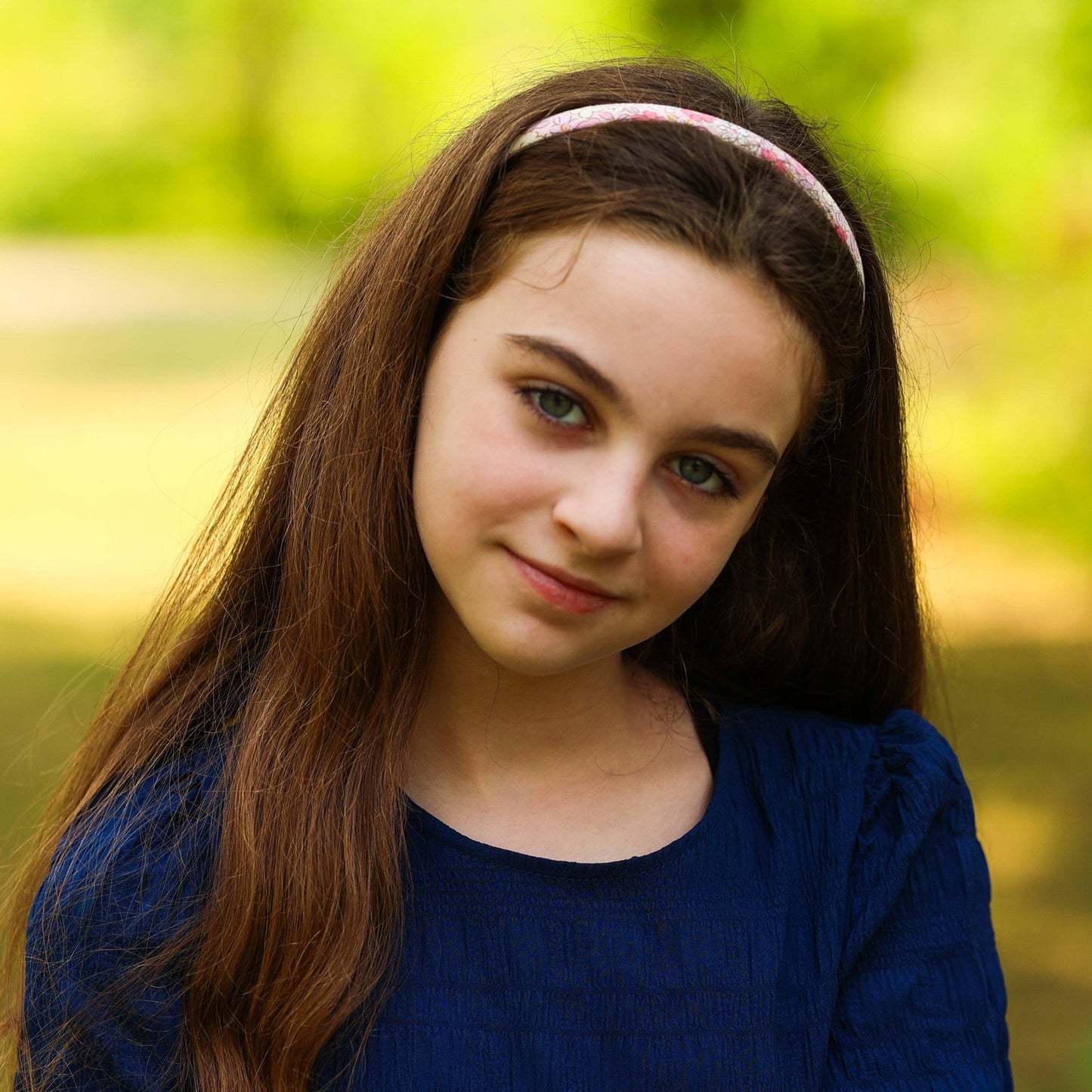 Girl's Black Thin Floral Headband