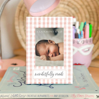 Pink Check Wonderfully Made Photo Frame