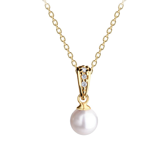 Girls 14K Gold-Plated White Pearl Pendant Necklace