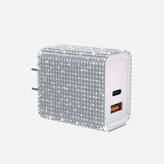 Silver Bling Wall Charger - USB/USB-C