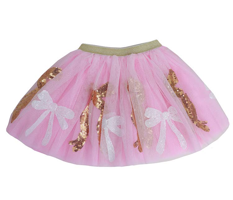 Girls Pink/Gold Sequin Bow Tutu