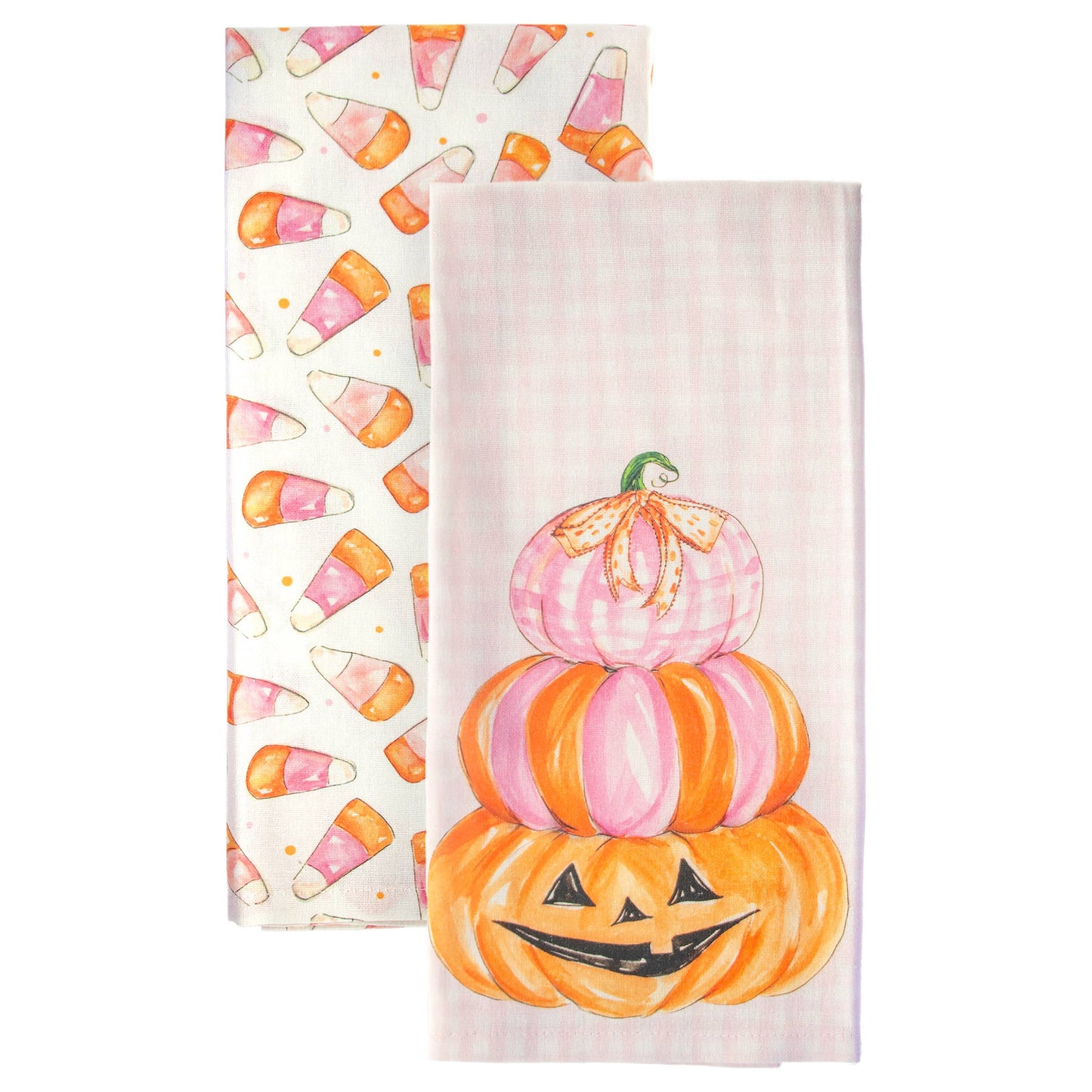 Pink Candy Corn Cotton Tea Towels