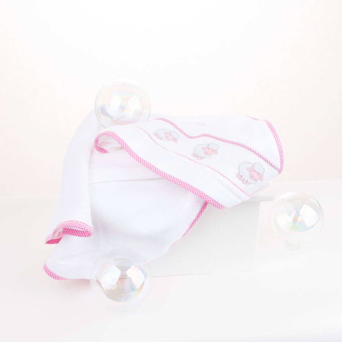 Blue Lamb Smocked Hooded Towel