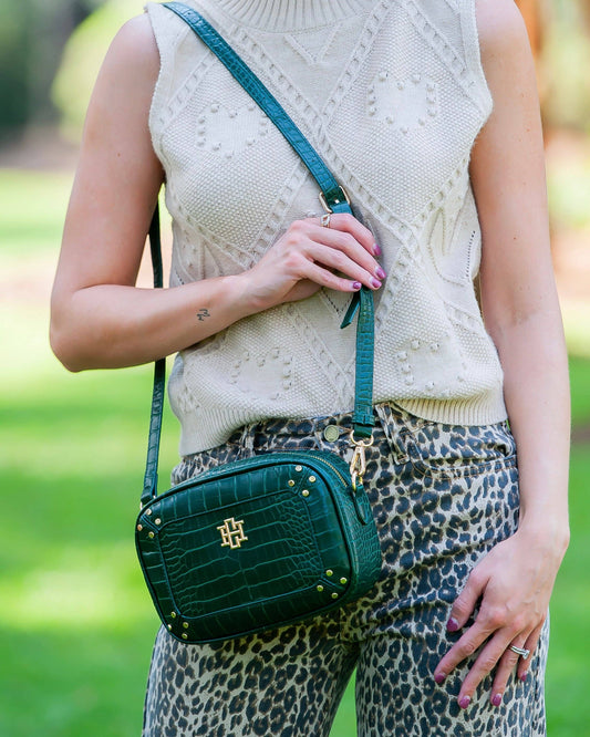 Sloane Studded Crossbody - Hunter Green
