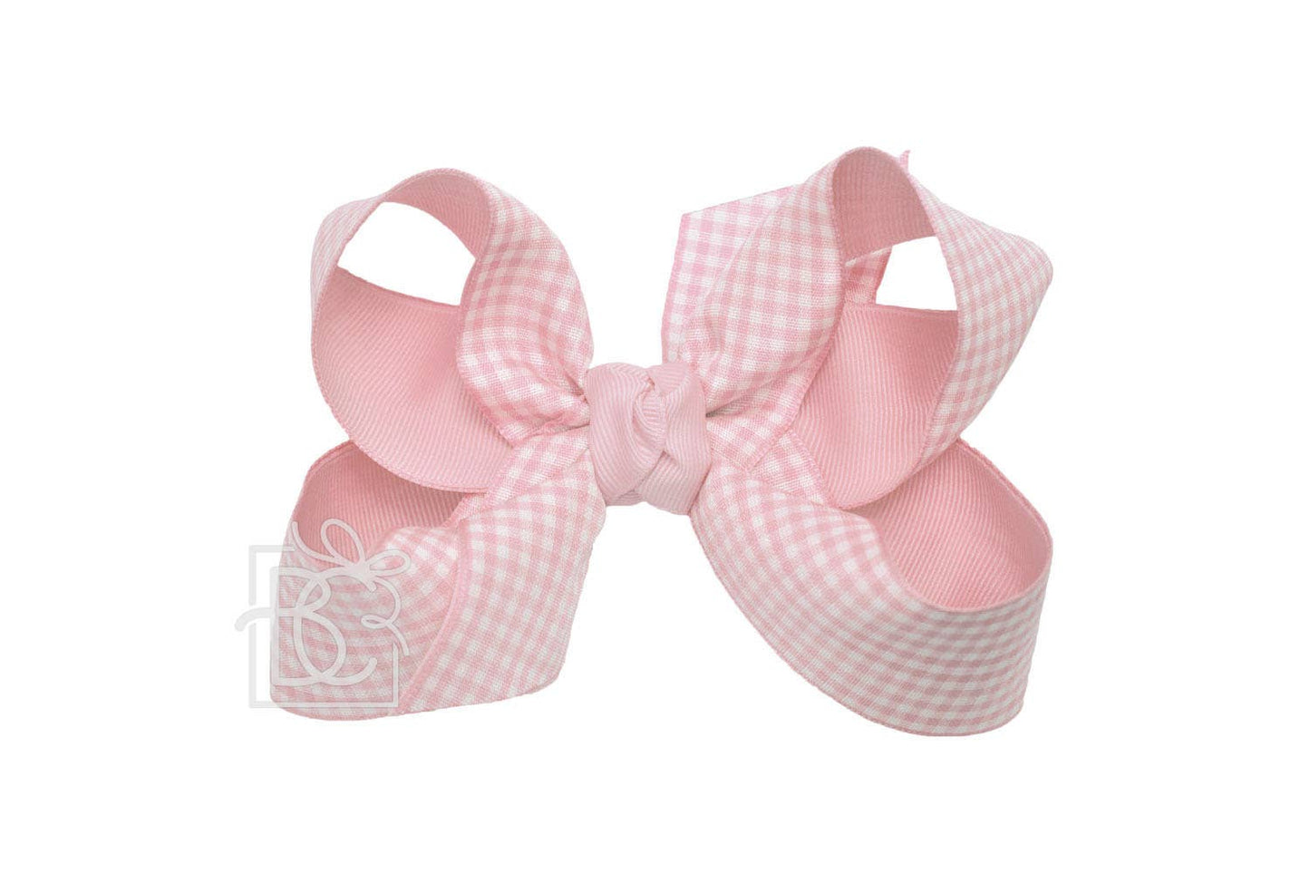 4.5" Light Pink Layered Gingham Grosgrain Hair Bow