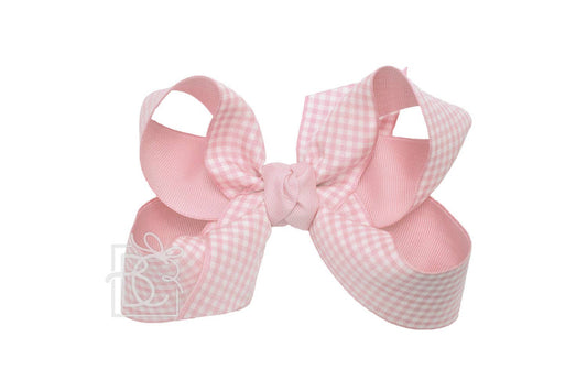 4.5" Light Pink Layered Gingham Grosgrain Hair Bow
