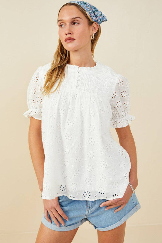 Seeing Clear White Eyelet Top