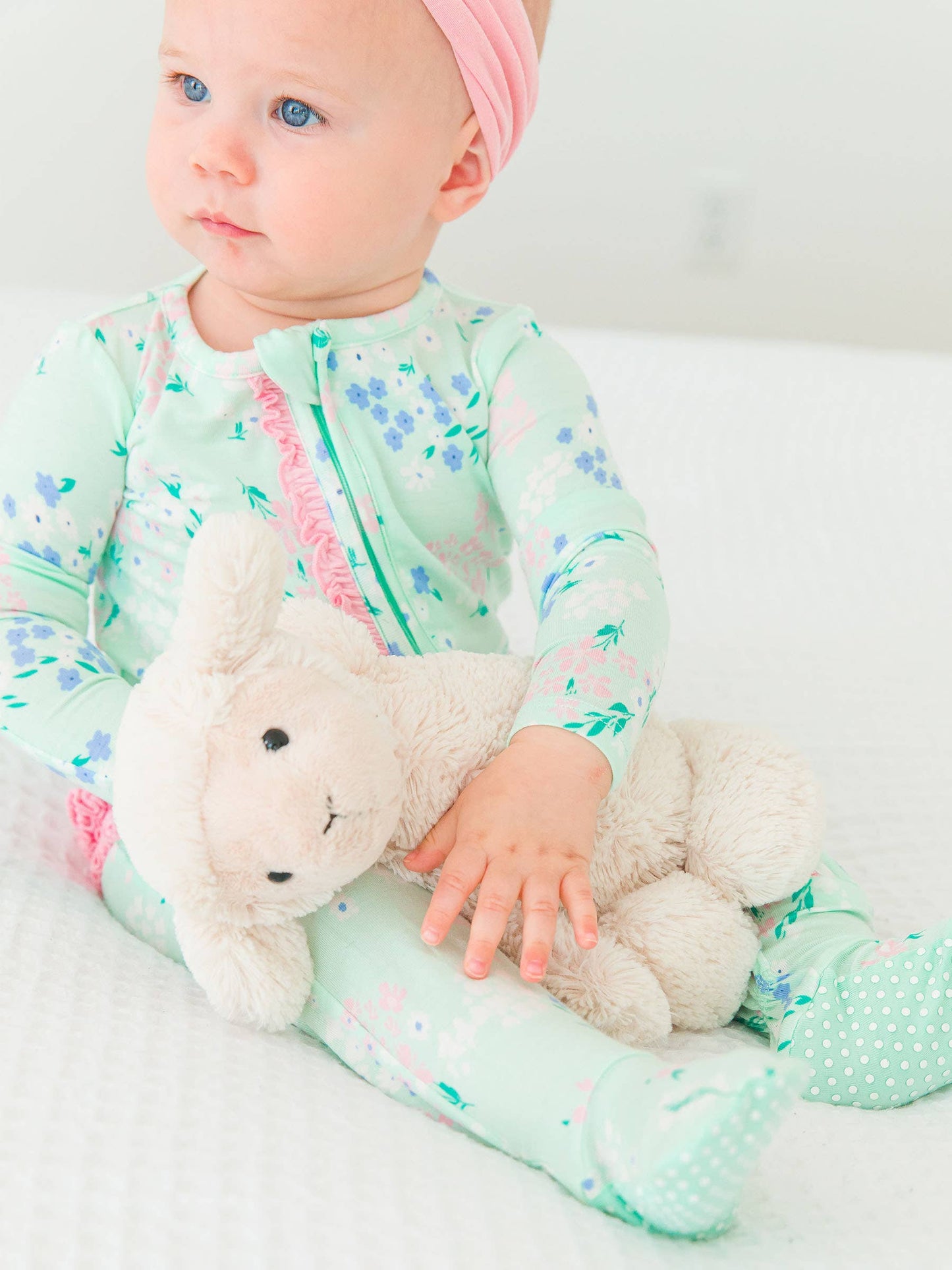 Bamboo Mint Meadow Ruffle Footie Sleeper