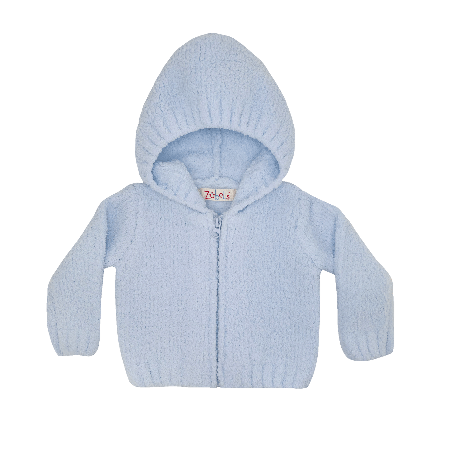 Blue Chenille Hooded Zip Up Sweater