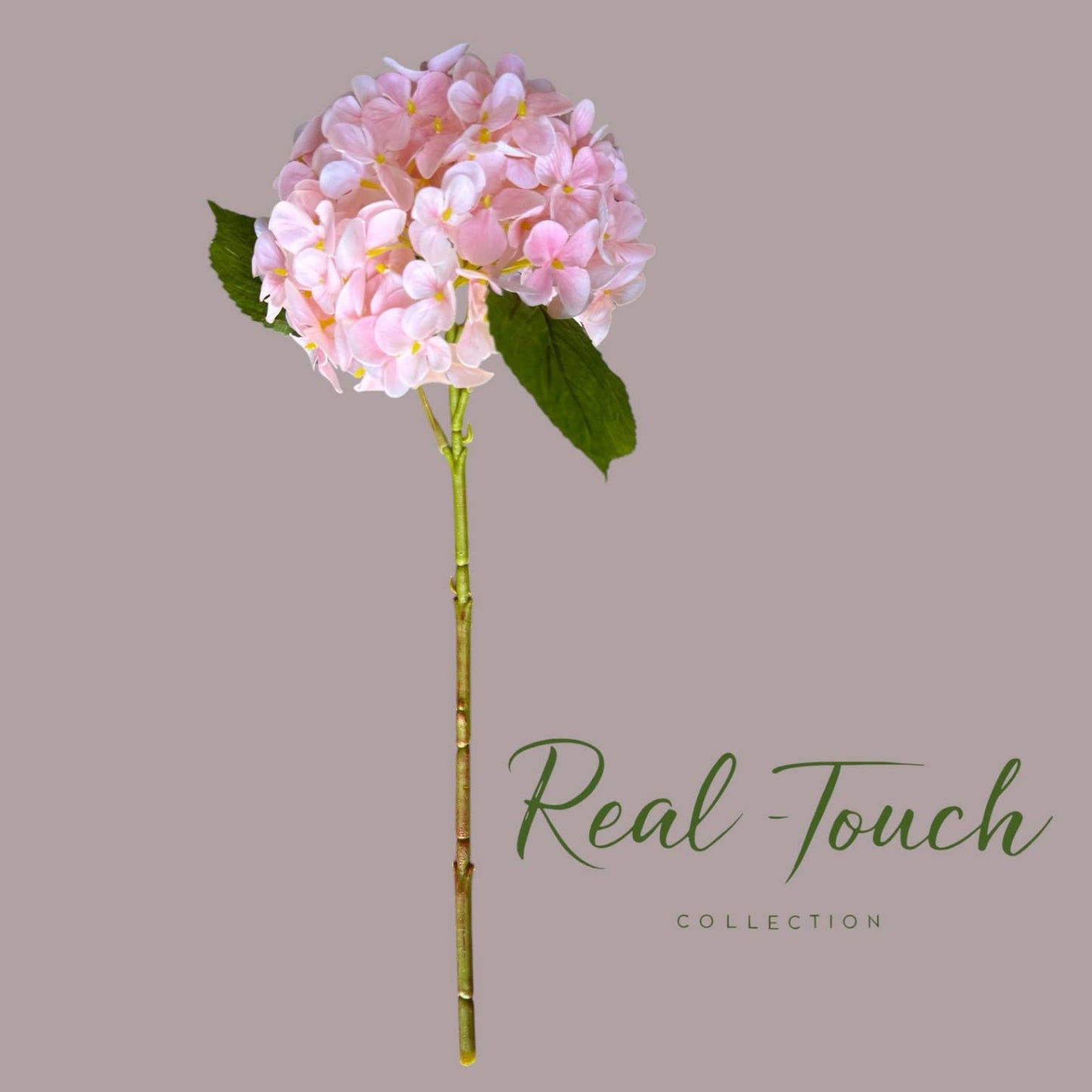 18" Realistic Real Touch Artificial Hydrangea Stem: Soft Blue