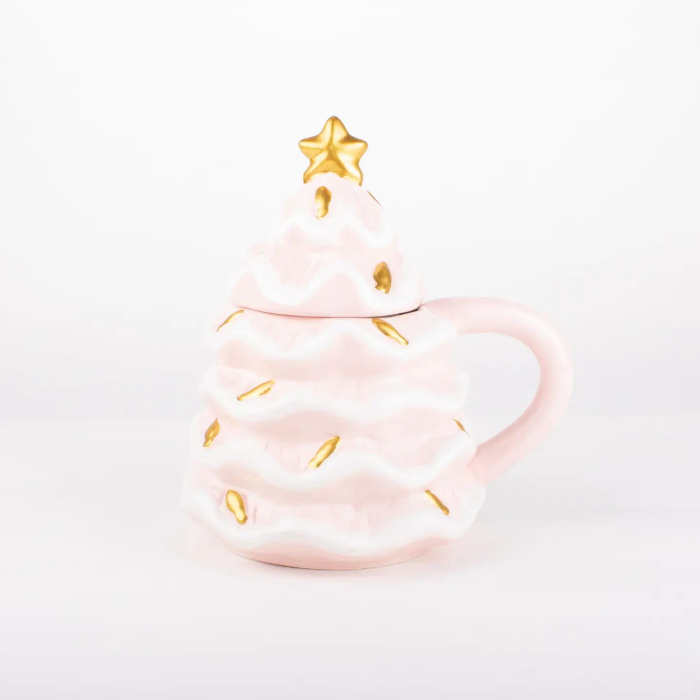 Pink Christmas Tree Coffee Mug With Lid