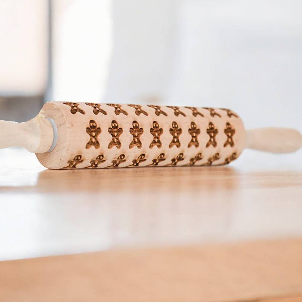Christmas Trees Pattern Wood Rolling Pin