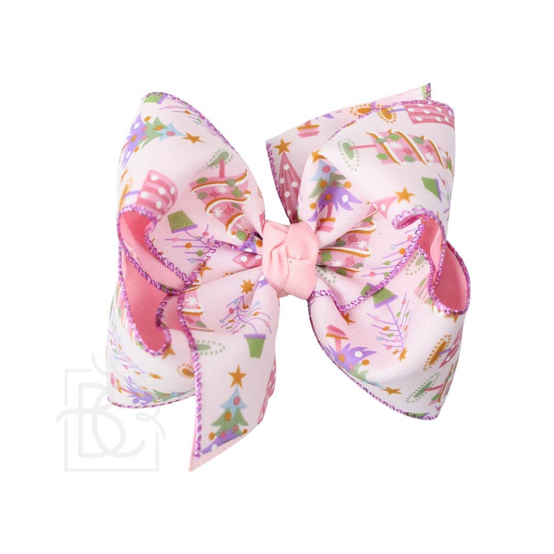 4.5" Layered Pastel Christmas Tree Print Hair Bow