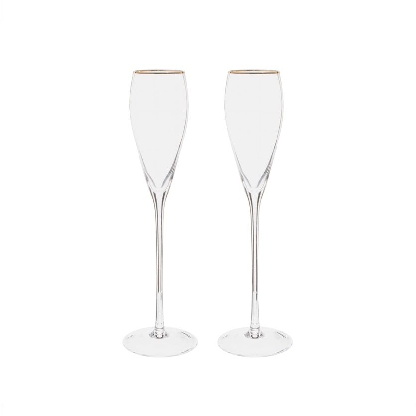 Gold Rim Tapered Champagne Flute Set