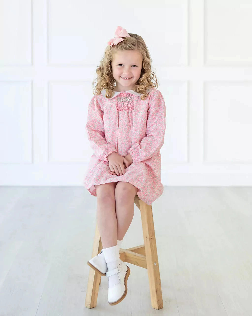 Sadie Pink Floral Smocked Dress