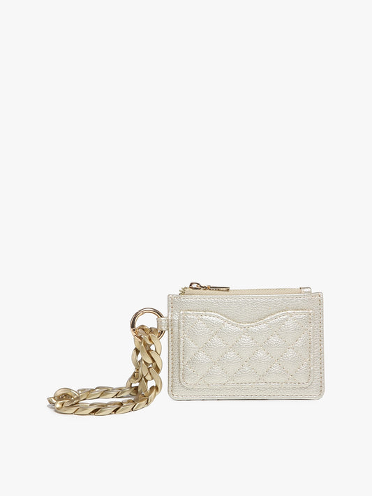 Gold Rhodes Quilted Chain Wristlet Wallet