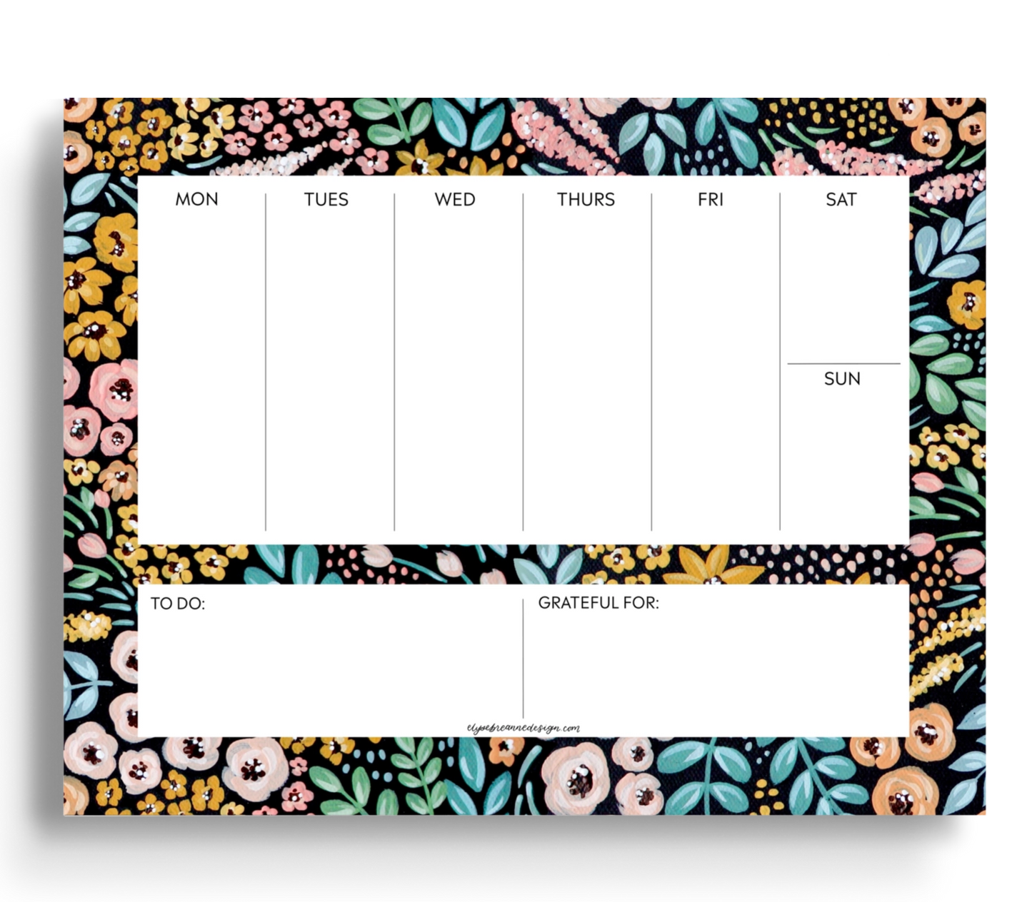 Black Floral Weekly Planner