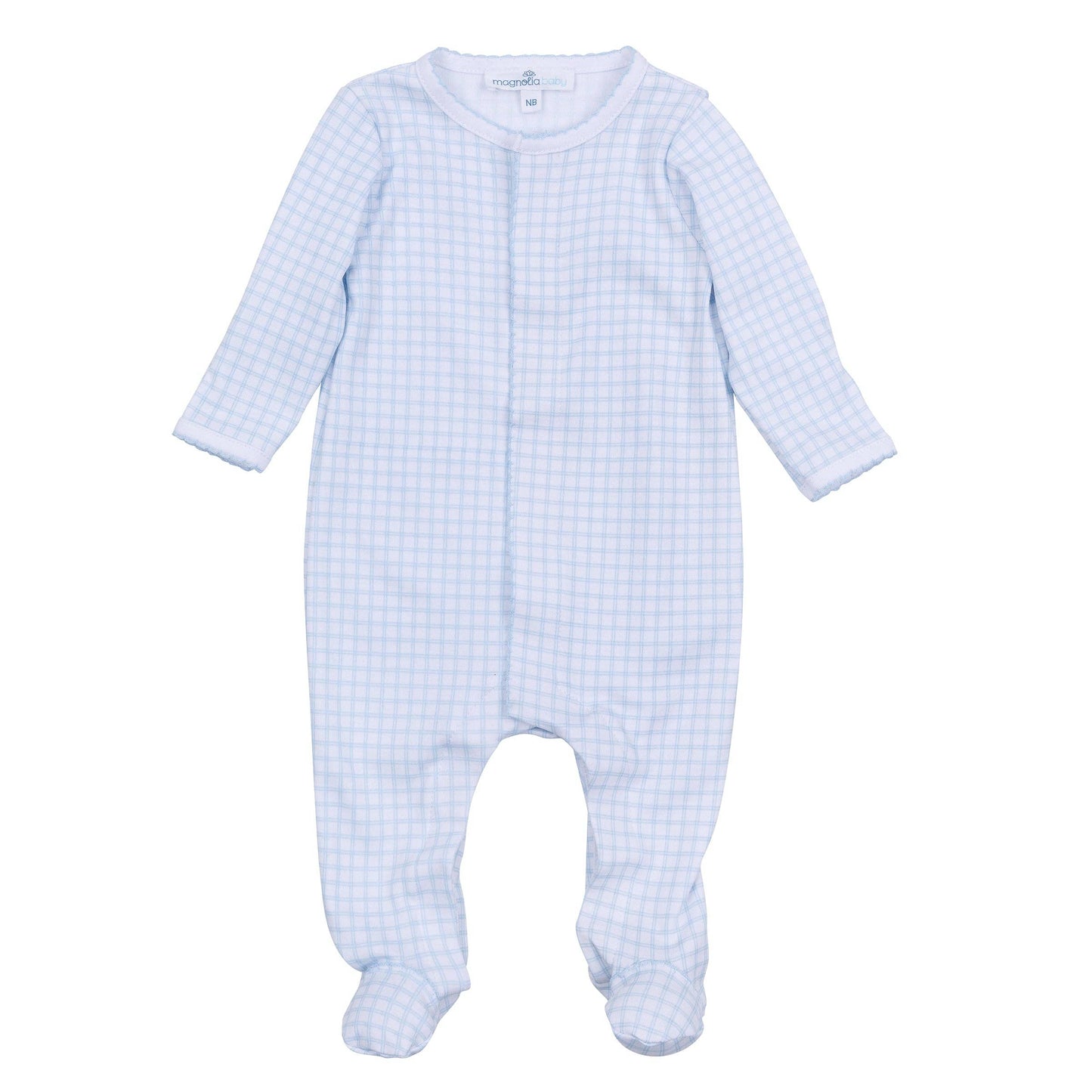 Light Blue Check Peek-A-Boo Wishes Footie