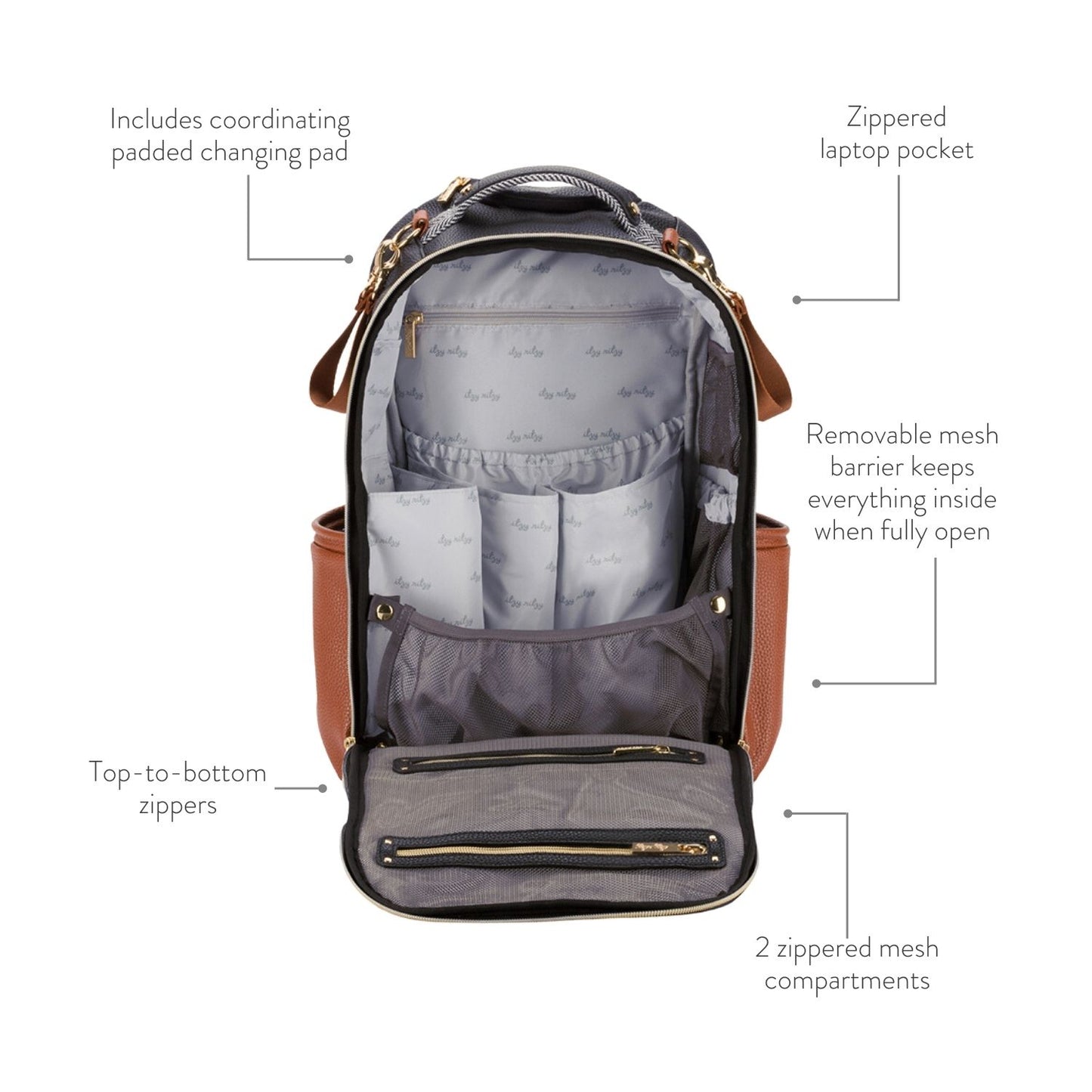 Cognac Boss Plus Diaper Bag Backpack