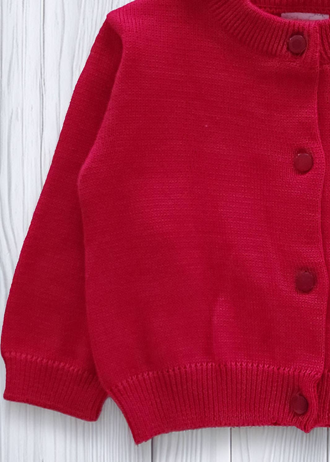 Children's Red Crewneck Cardigan