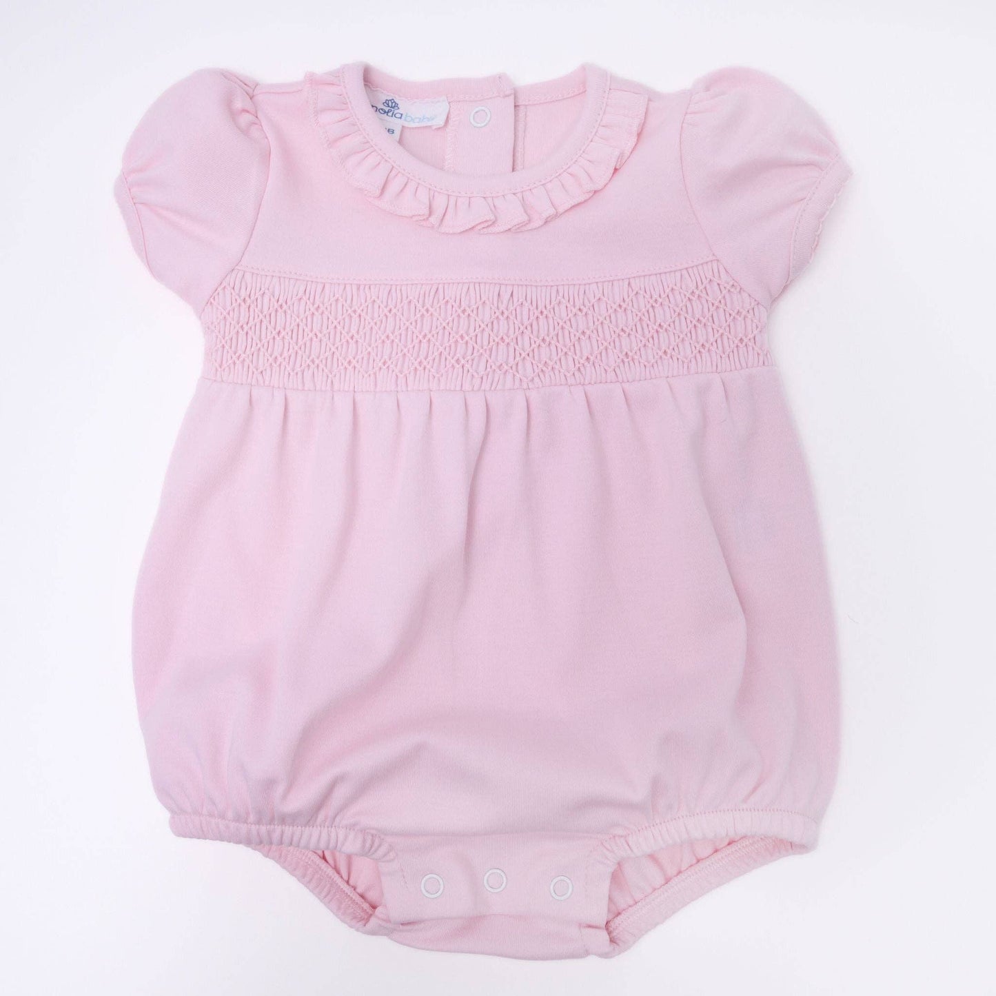 Essentials Solid Pink Smocked Bubble