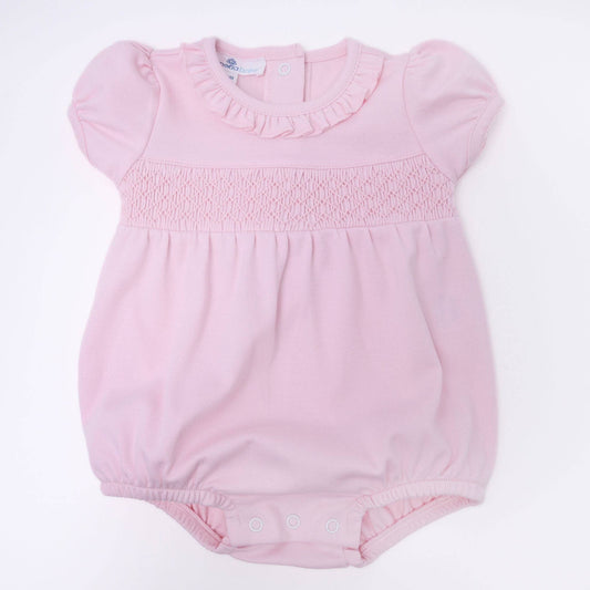 Essentials Solid Pink Smocked Bubble