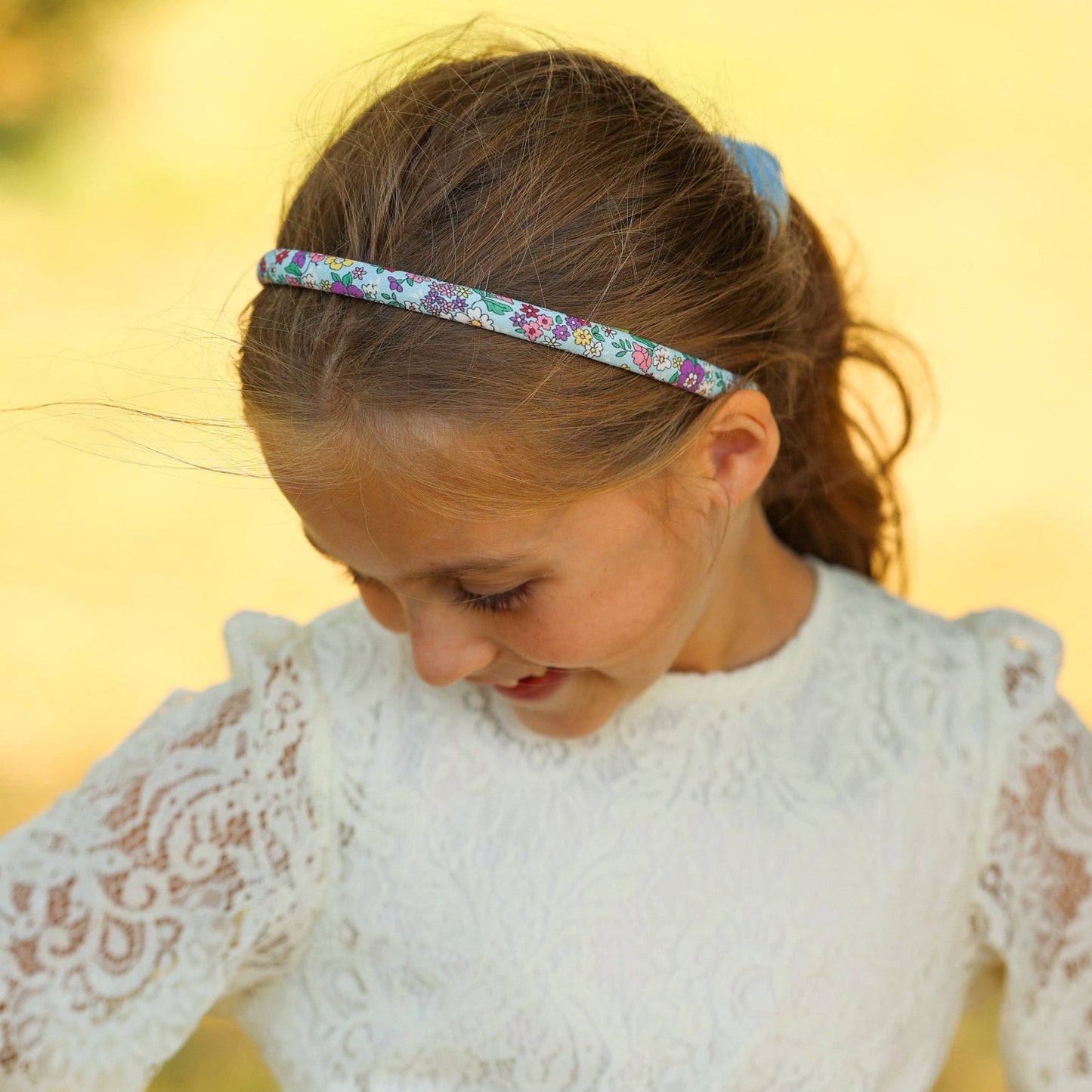 Girl's Aqua Thin Floral Headband