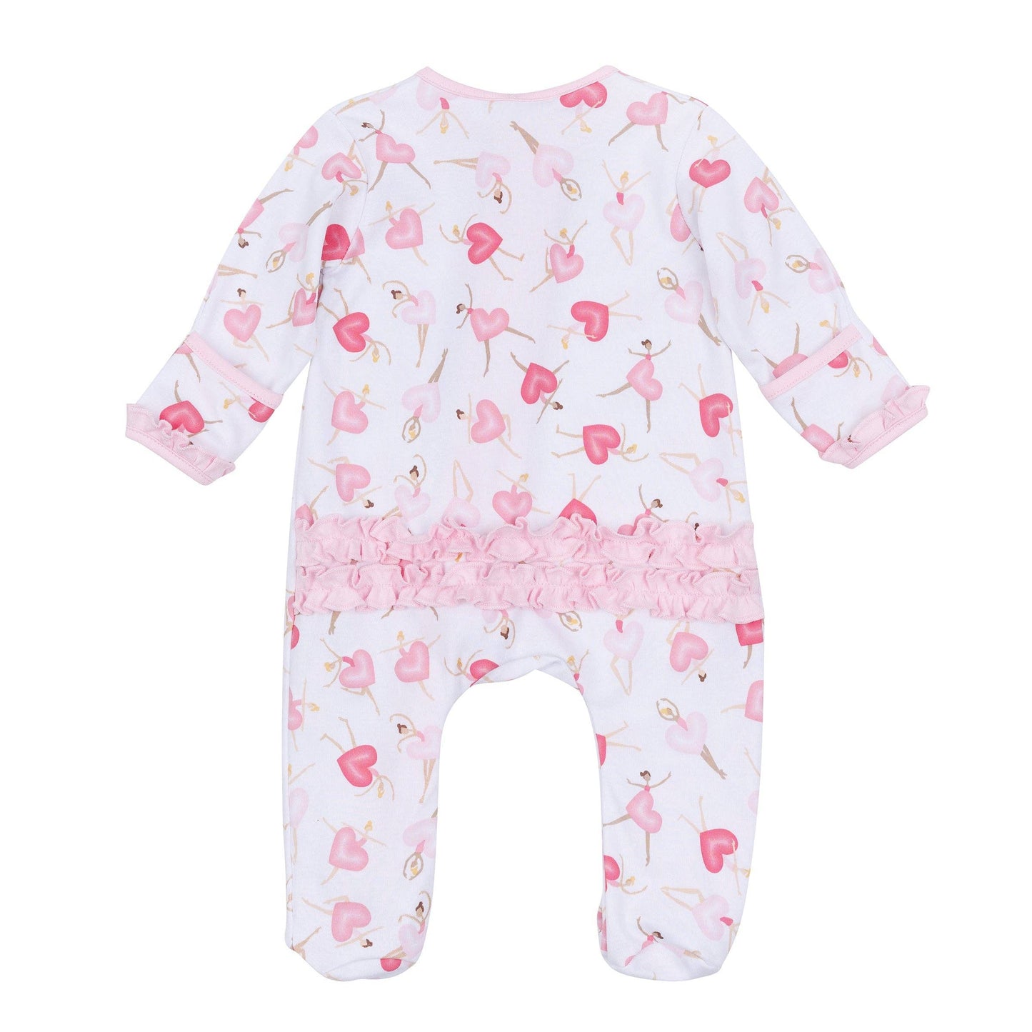Dancing Hearts Ruffle Zip Footie