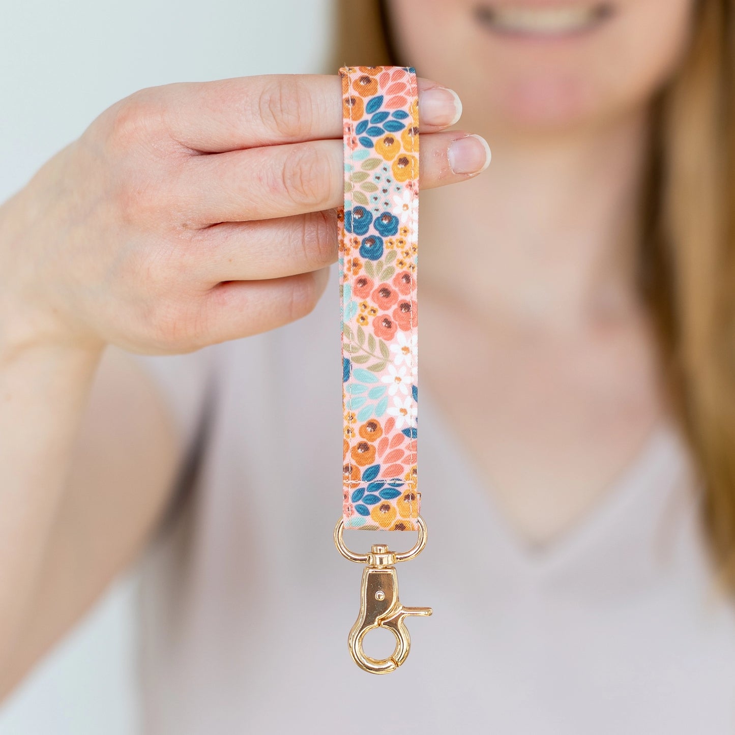 Honeysuckle Floral Wristlet Keychain