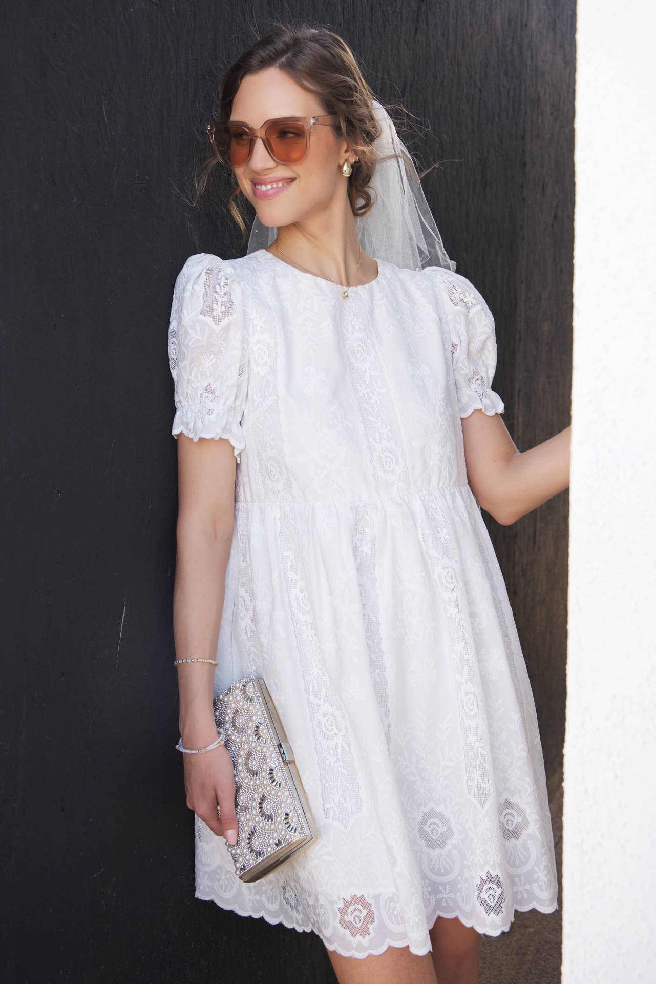 Timeless White Lace Detail Dress