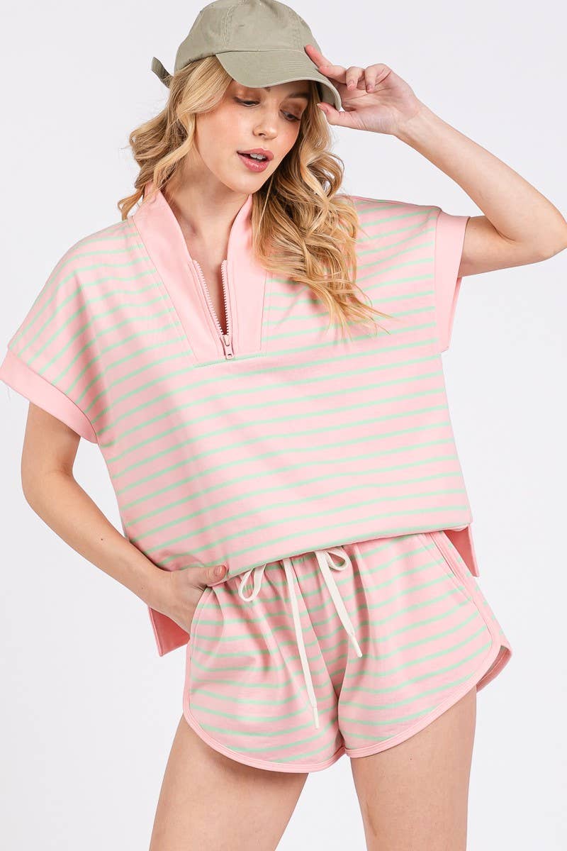 Comfy Days Half-Zip Short Set