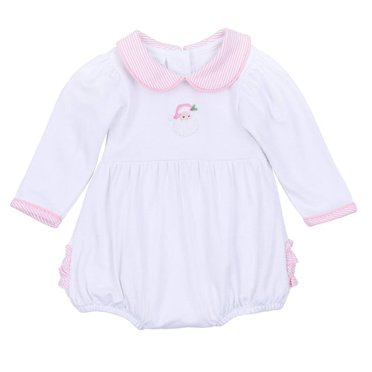 Santa Baby Collared Long Sleeve Bubble - Pink