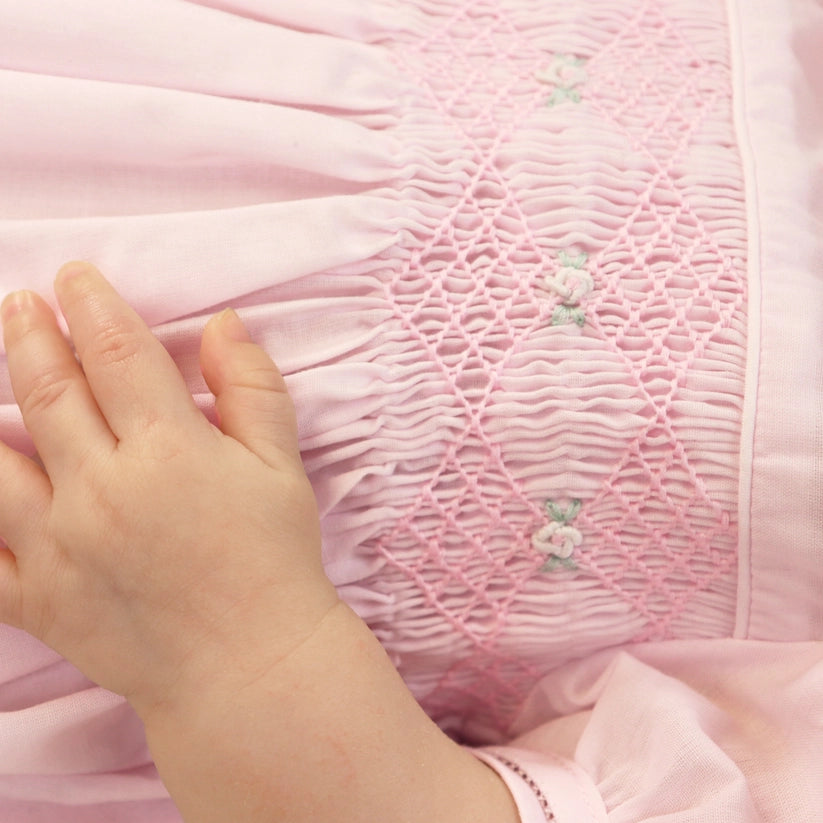 Pink French Bubble With Diamond Smocking