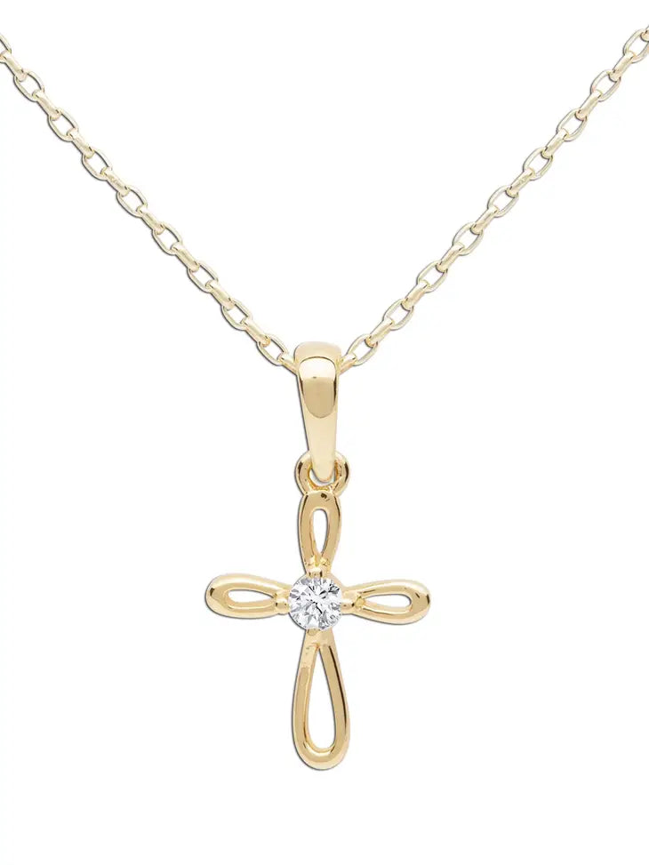 Children's Gold Open Cross Necklace