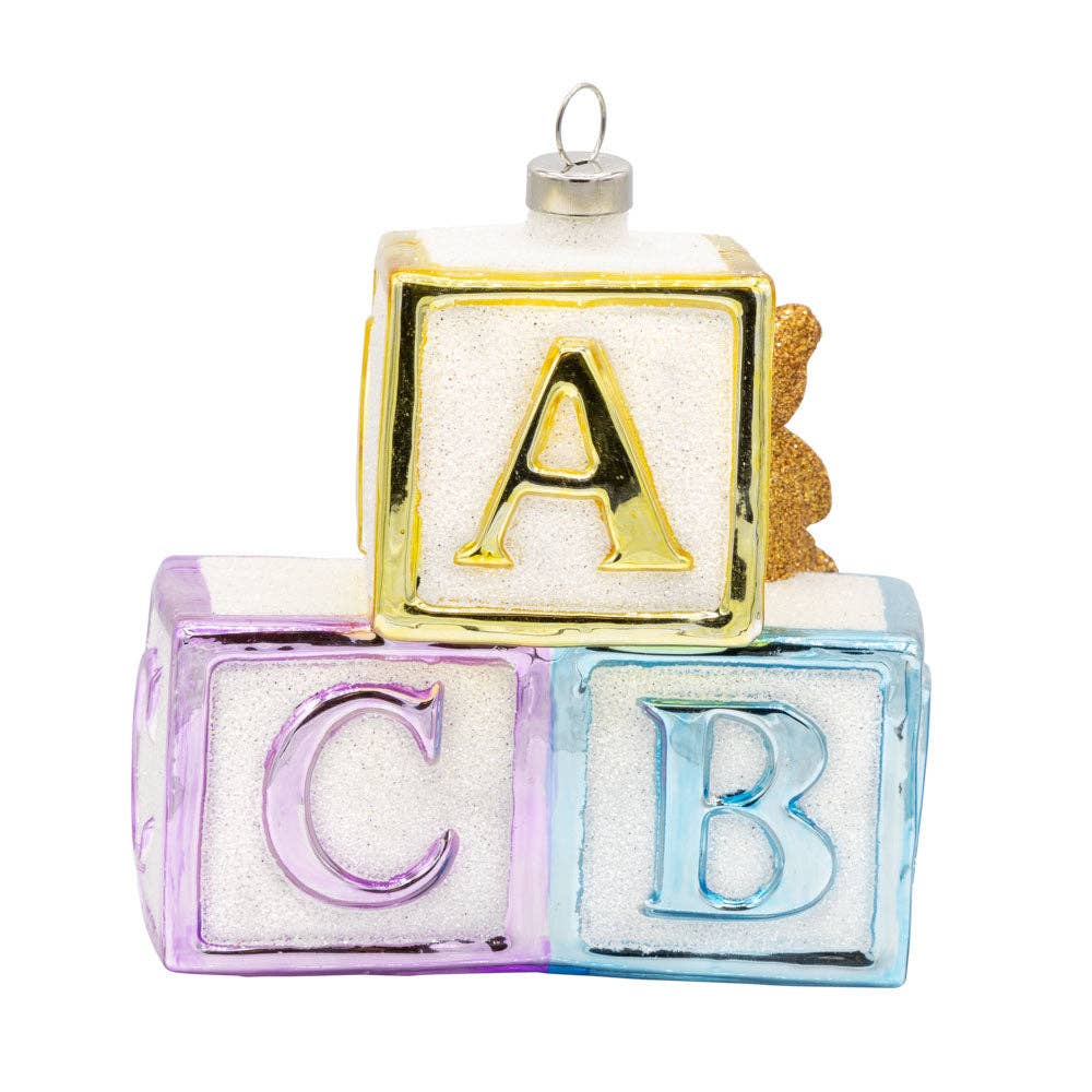 ABC Baby Blocks Glass Christmas Ornament