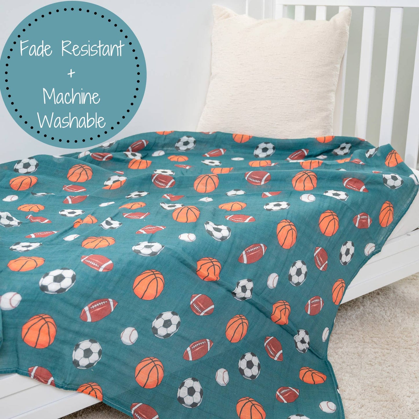Little Athlete Muslin Swaddle Blanket