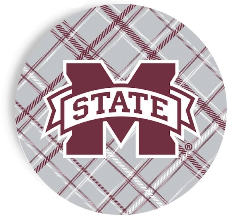 Mississippi State Gray Gingham 9" Paper Dinner Plates
