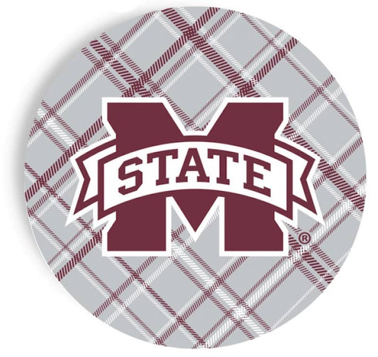 Mississippi State Gray Gingham 9" Paper Dinner Plates