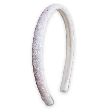 Girl's White Thin Glitter Headband