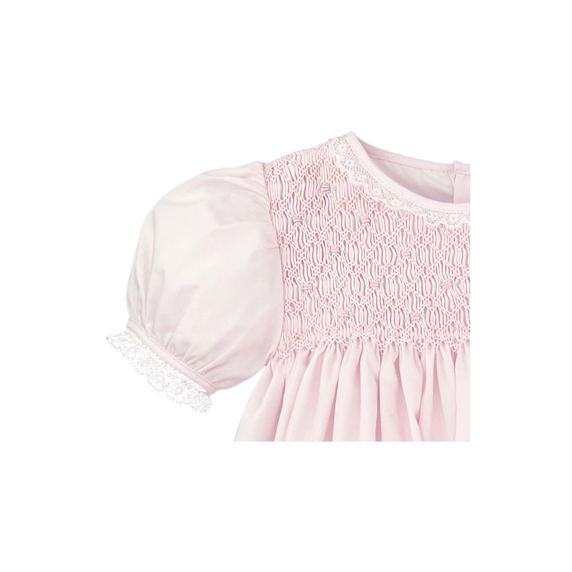 Pink Smocked Top French Lace Dress