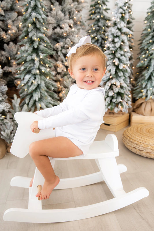 White Long Sleeve Peter Pan Bodysuit