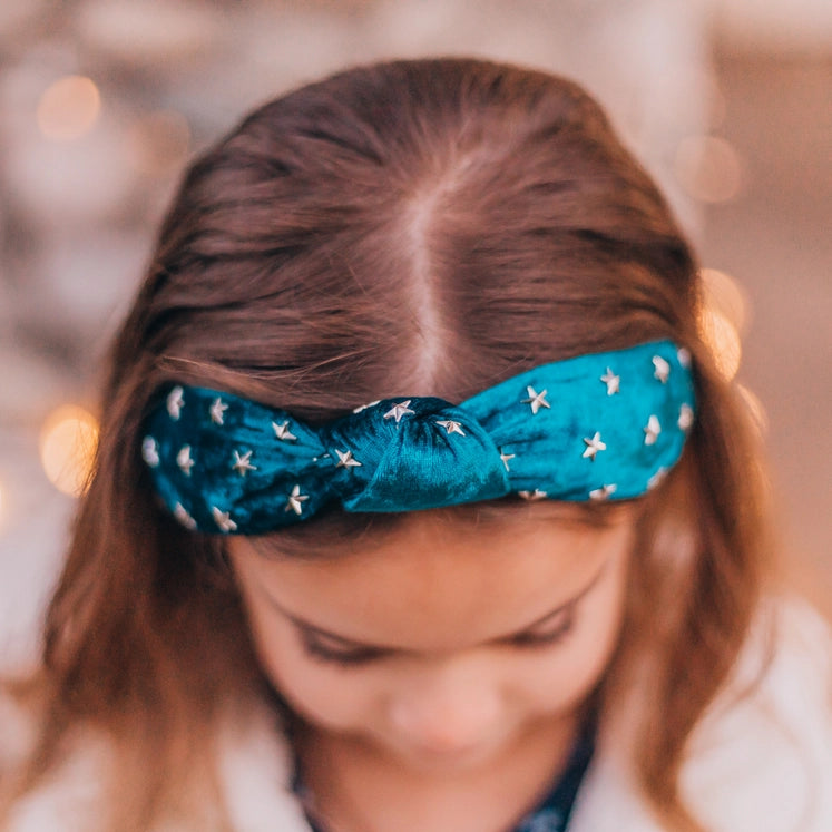 Girl's Blue Velvet Star Headband