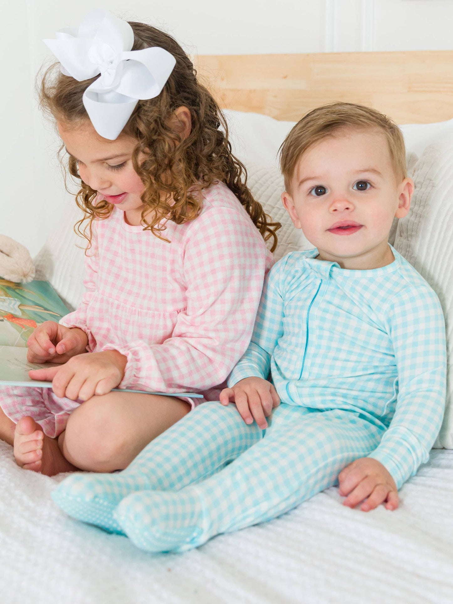 Cotton Modal Blue Breeze Gingham Footie Sleeper