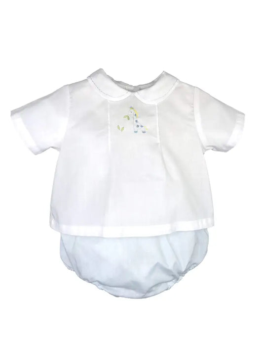 Embroidered Giraffe Diaper Set